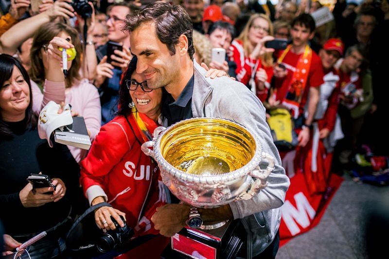 Roger Federer přijel do Curychu poté, co vyhrál 2018 Australian Open