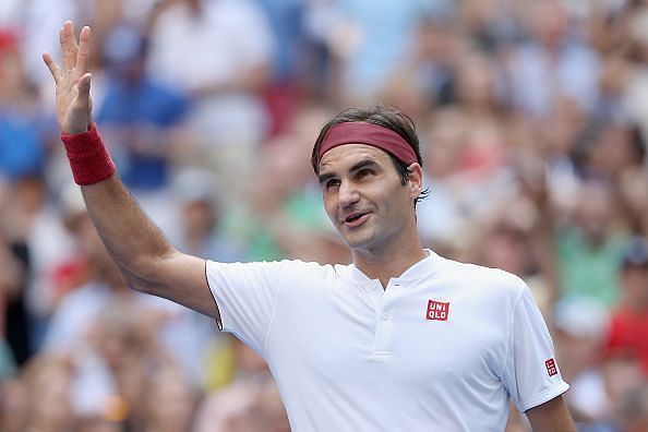 Federer rõõmustab pärast 85. võitu USA lahtistel, 2018. aasta kolmandas voorus Kyrgiose vastu