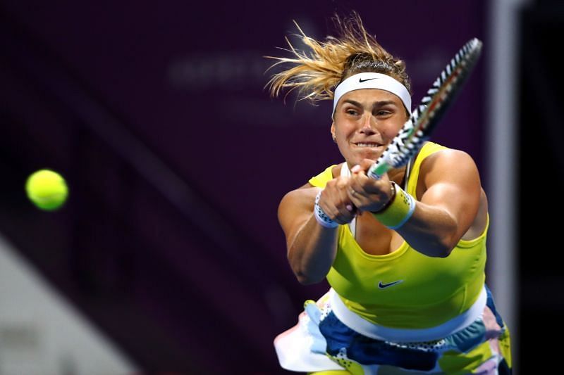 Aryna Sabaelnka bei den Qatar Total Open 2020