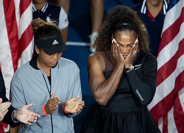 Наоми Осака и Серина Уилямс след финала на US Open 2018