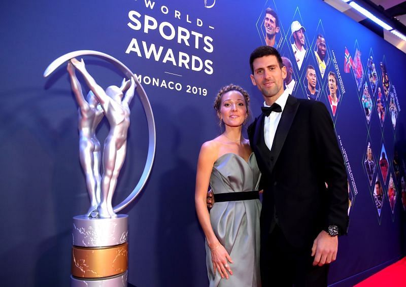 Novak Djokovic s manželkou Jelenou na předávání světových sportovních cen
