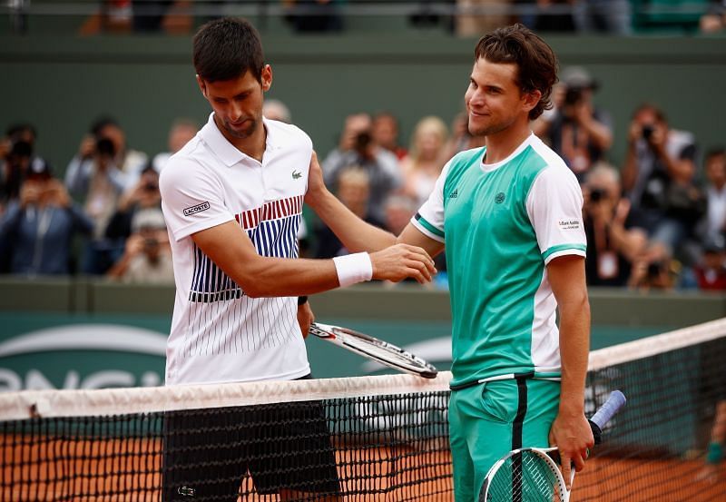 Novak Djokovic după ce a pierdut în fața lui Dominic Thiem la Openul Franței din 2017