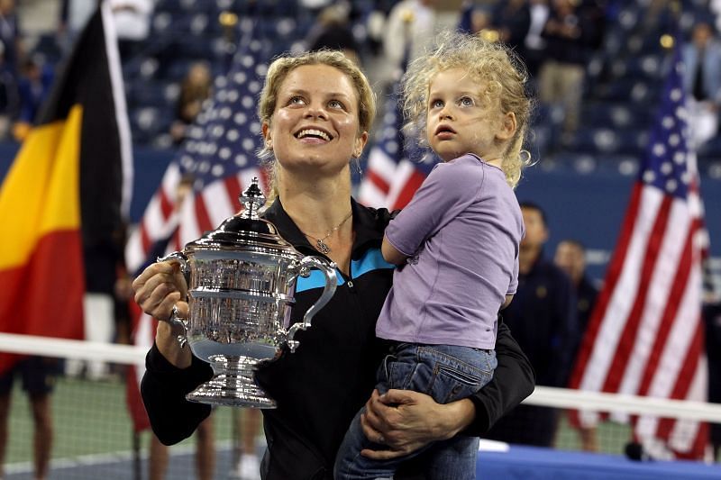 Clijsters con su hija después de ganar el US Open en 2010