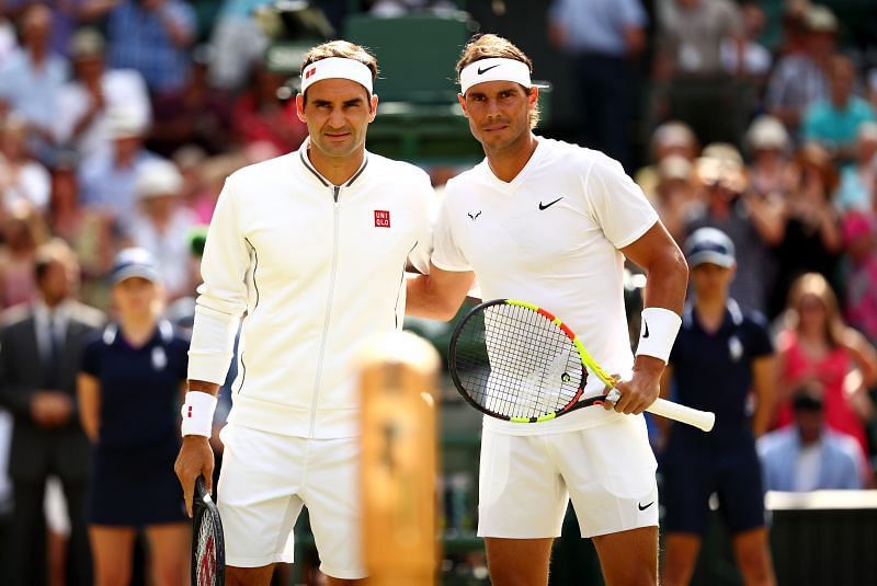 Rodžers Federers (L) un Rafaels Nadals