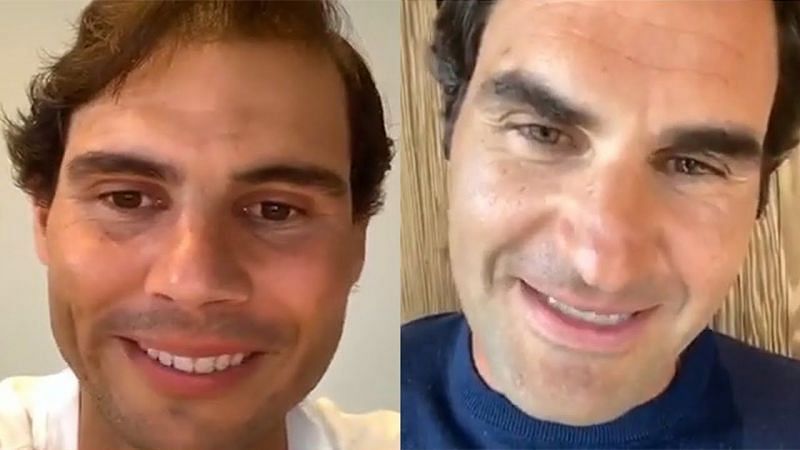 Roger Federer während eines Instagram-Videochats mit Rafael Nadal