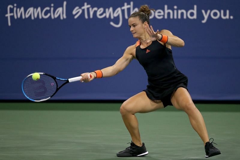 Maria Sakkari durante su victoria sobre Serena Williams en el Western & Southern Open.