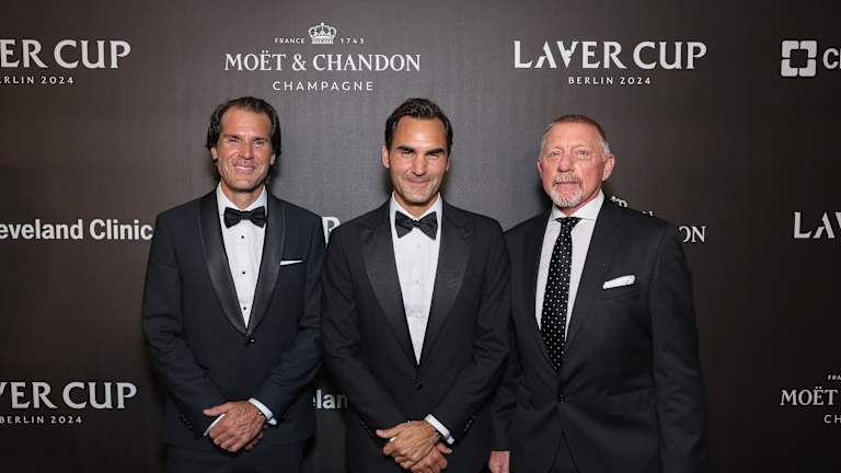 Grande reencontro na Laver Cup: Tommy Haas com Roger Federer e Boris Becker.