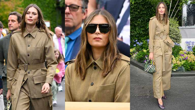 Sharapova a furat spectacolul în Burberry din cap până în picioare, de la ținuta inspirată de safari până la nuanțele, geanta și pantofii ei asortate.