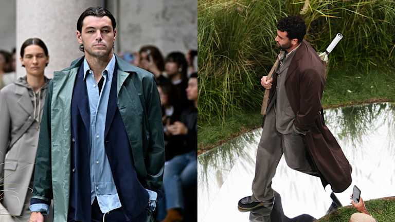 Taylor Fritz și Matteo Berrettini apar în BOSS's Milan fashion show.