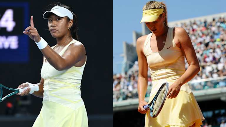 L'Australien portait Sharapova's yellow dress from 2011 Roland Garros as her run came to an end in the second round.