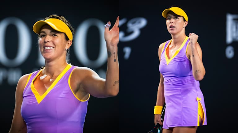 Anastasia Pavlyuchenkova în propria îmbrăcăminte de tenis