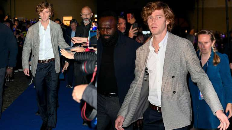 Andrey Rublev in Giorgio Armani op ATP Finals Mediadag.
