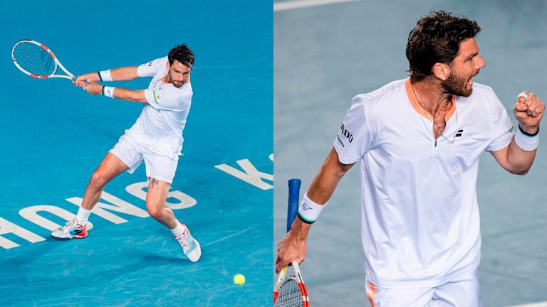 À Hong Kong et à Auckland, Cameron Norrie a été vu portant des vêtements et des chaussures du fabricant français de raquettes Babolat.